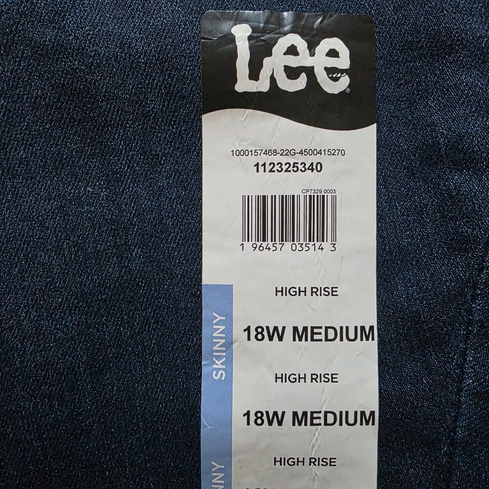 Lee High Rise Skinny Leg Slim Jeans Womens Plus Sz 18W Medium & 20W Medium Blue - Picture 6 of 12